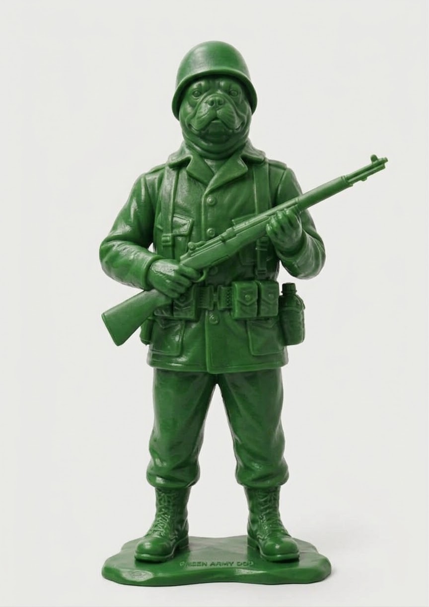 TRUP the green army dog, full figure